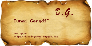 Dunai Gergő névjegykártya